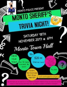Monto Sheriff's Trivia Night @ Monto Community Hall 